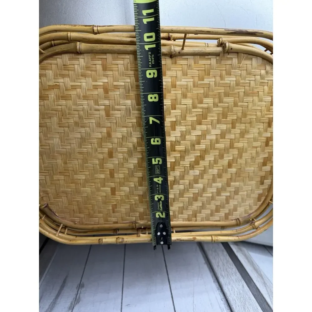 Vintage Rattan Bamboo Trays Lot of 6 Wicker Tiki Lap TV Serving MCM Retro